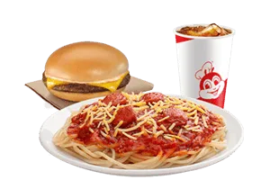 Jolly Spaghetti With Cheesy Yumburger With Drink