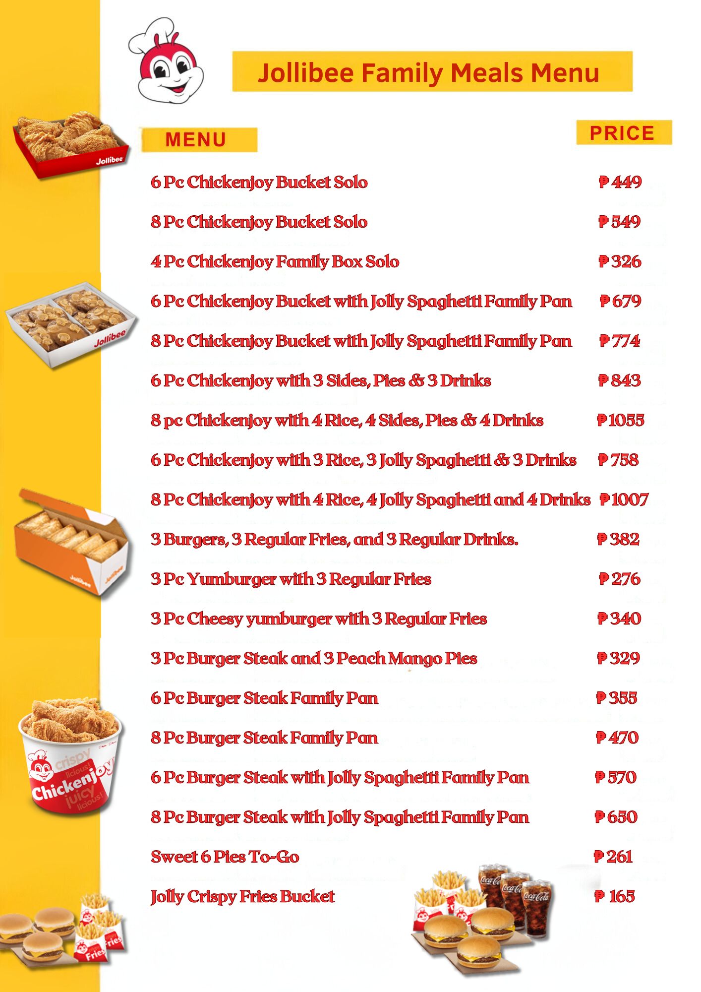 Jollibee Family Meals Menu